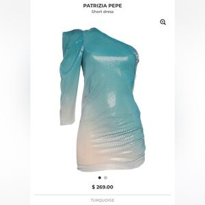 Italian brand Patrizia Pepe off shoulder Sequin Mini Dress in Blue Size EU 42/M